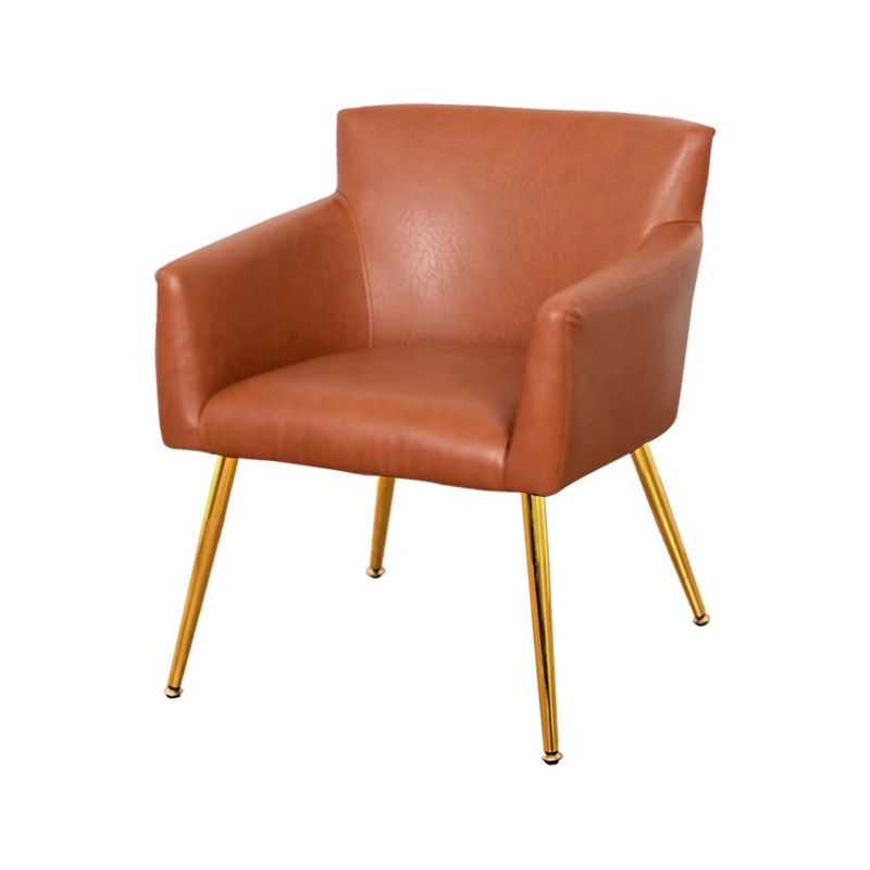 Chaise de salle à manger contemporaine en métal, fauteuil de salle à manger simple en faux cuir