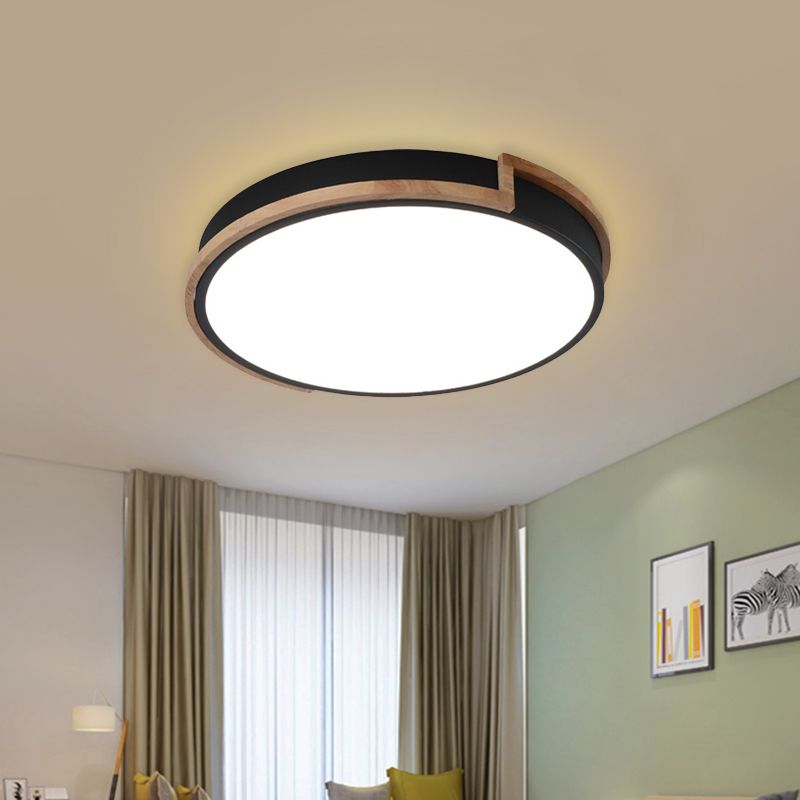 13"/17"/21" W Slim Drum Bedroom Flush Ceiling Light Eye-Caring Acrylic Macron Loft Led Ceiling Lamp in Black/Grey/White
