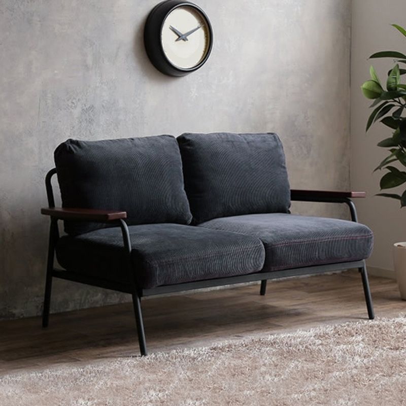 2-seater Sofa Contemporary Square Arm Loveseat with Loose Back