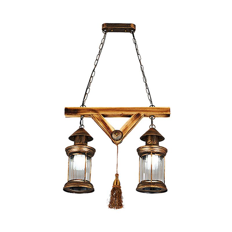 2 luci lampada in legno lampada da fattoria antica veranda in ottone portico giù per il ciondolo di illuminazione