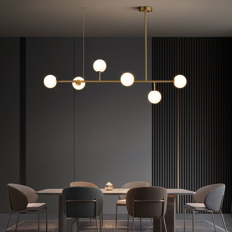 Minimalist Island Lighting Fixture Glass Hanging Light for Dining Room