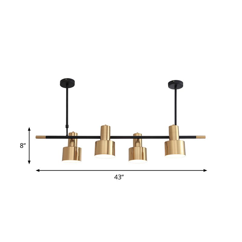 Drum Metal Hanging Pendant Light Traditional 4/5 Lights Dining Room Island Lighting Fixture in Gold