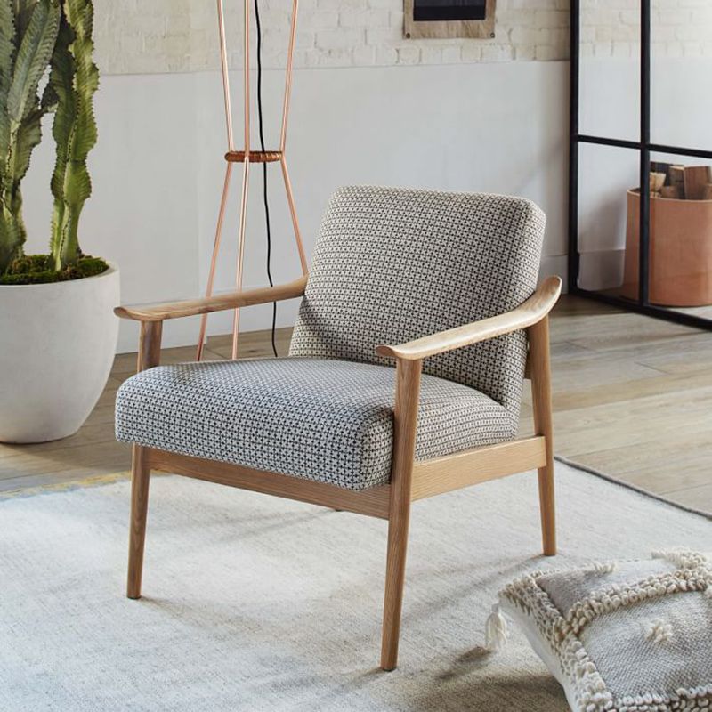 28.74" Wide Arm Chair Solid Wood Frame Armchair with Basic Four Leg