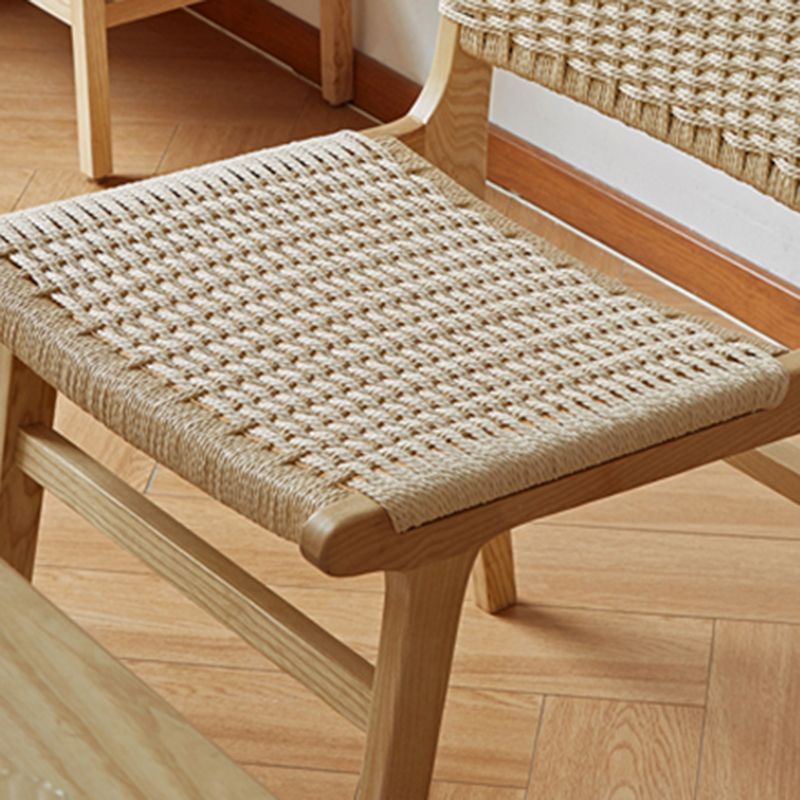 Solid Wood Lounge Chair Woven Back Side Chair with Wooden Legs