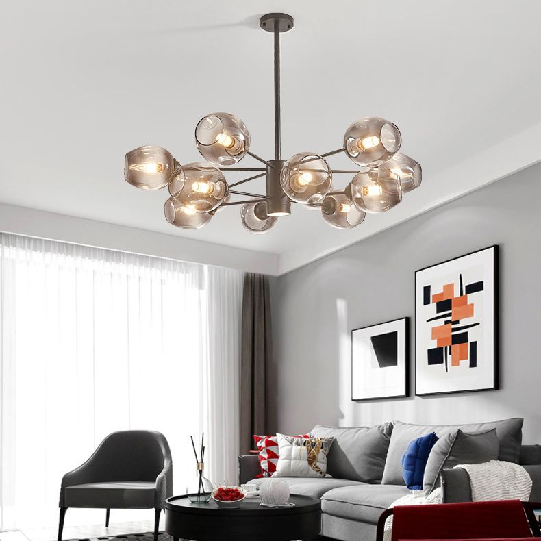 Luces de techo colgantes de vidrio de lámpara de Sputnik de lámpara moderna con cable colgante para sala de estar