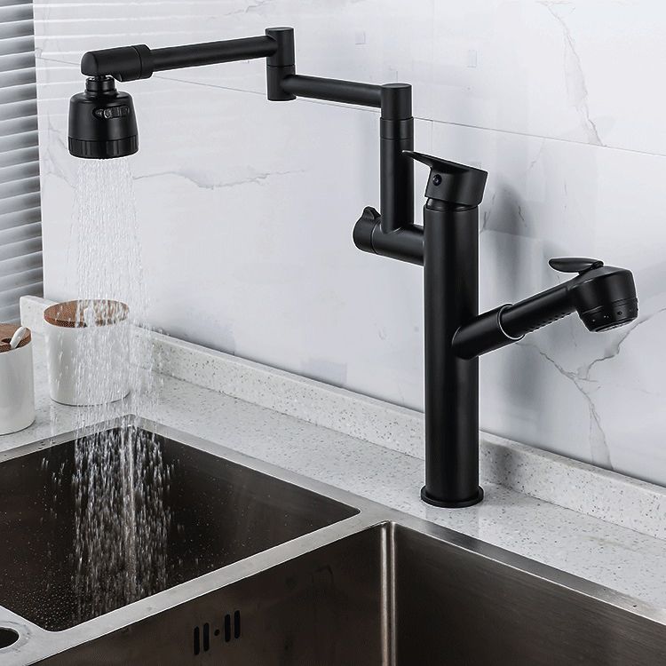 Modern High Arch Pot Filler Faucet Swivel Spout with Pull Down Sprayer