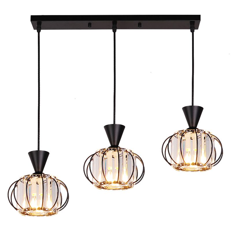 Lampe à suspension sphérique nordique lampe à manger en cristal Pendant Light en noir