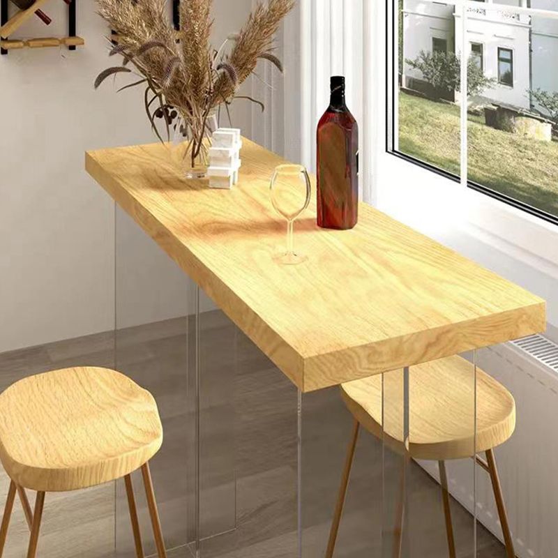 Solid Wood Acrylic Base Double Pedestal Bar Table for Kitchen Dining Room