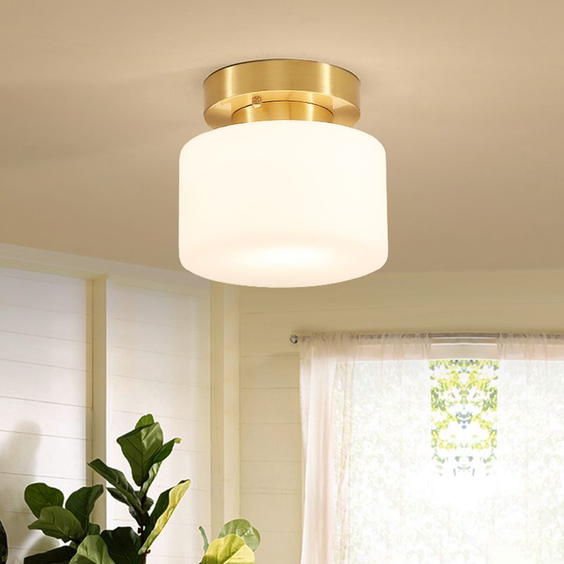 Glass Shaded Close to Ceiling Lighting Fixture Minimalist Ceiling Mount Lamp