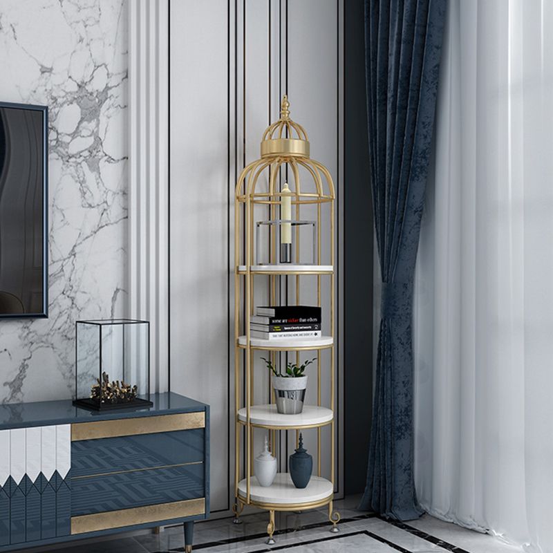 Glam Metal Shelf Bookcase Gold Vertical Bookcase Shelves Included