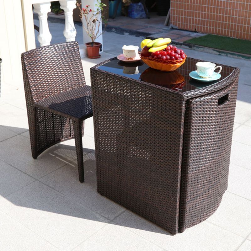 Modern Style Bistro Set Metal Base 3 Pieces Bistro Set for Outdoor