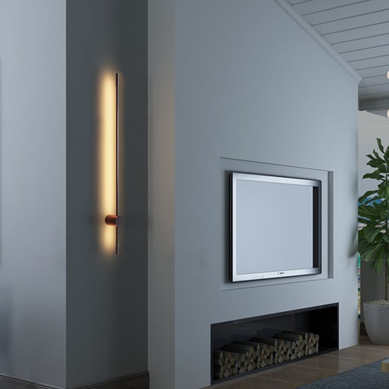 Linear Shade Metal Wall Sconce Modern Style 2- Lights Wall Mount Light Fixture in Black