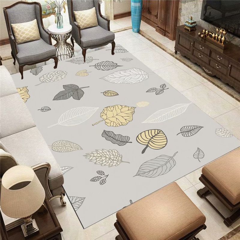 Green Plants Carpet Polyester Casual Area Rug Non-Split Backing Indoor Carpet for Indoor Room