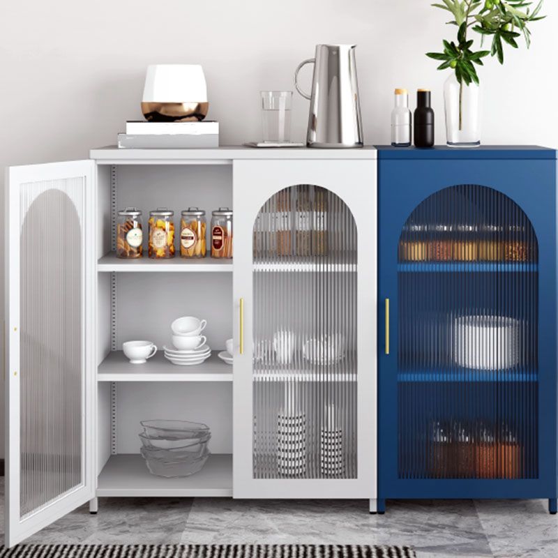14" W Closed Storage Bookcase Metal Frame Bookshelf with Glass Doors