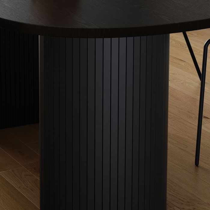 Modern Style Dining Table 55"L Double Pedestal Dining Table with Black Base