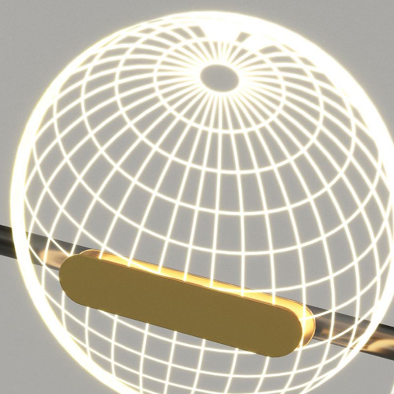 Minimalist 5-Light Island Pendant Globe Shade Acrylic Hanging Light for Dining Room