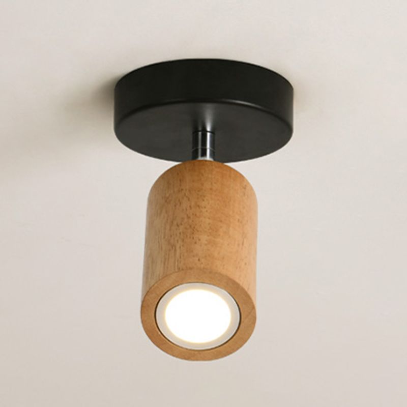 Cylinder Modern Ceiling Semi Flush Adjustable Wood Semi Flush