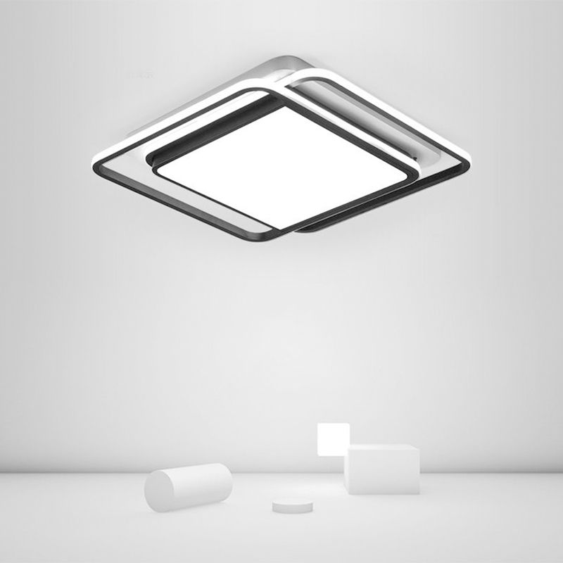 Acrylic Rhombus Flush Light Modern Style Black and White LED Flush Ceiling Light Fixture