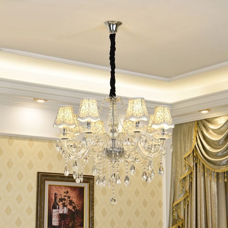 Candle Crystal Pendant Light European Style Chandelier Lighting Fixtures for Living Room