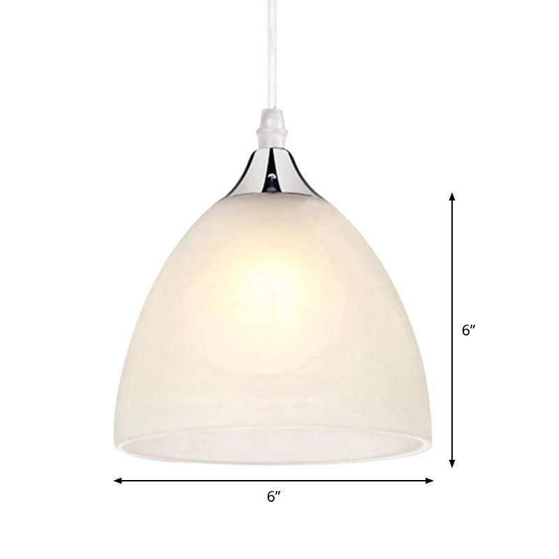 1 éclairage pendentif de cuisine léger avec dôme en verre blanc ombre moderniste nickel suspendu plafonnier lampe à plafond