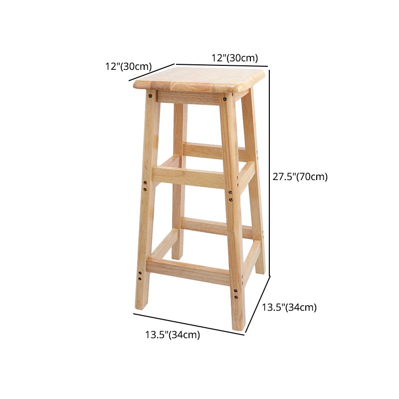 Taburete de bar sin respaldo moderno sin brazos de madera para el hogar con asiento y pedal de madera