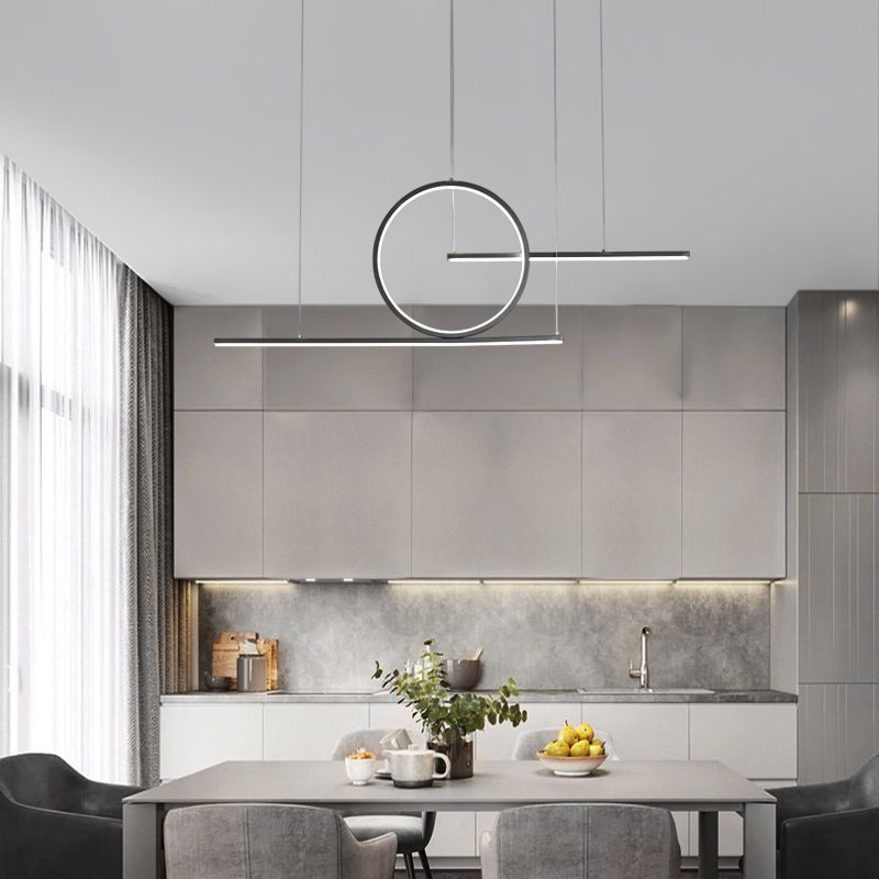 Modern Creative LED Pendant Light Linear 3-Light Hanging Lamp with Silicone Shade