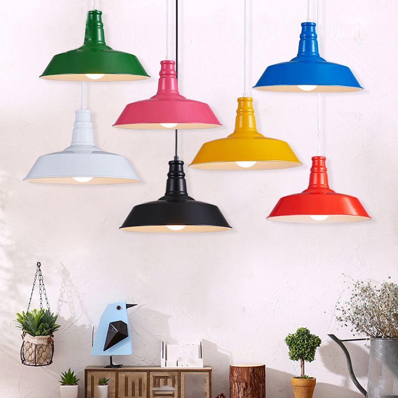 Lampada a sospensione a forma di fienile multicolore Metal industriale 1 ristorante Bulb Hanging Light