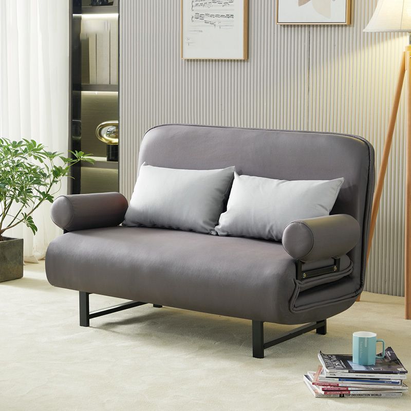 Scandinavian Foldable Futon Sleeper Sofa Round Arms Convertible Sofas