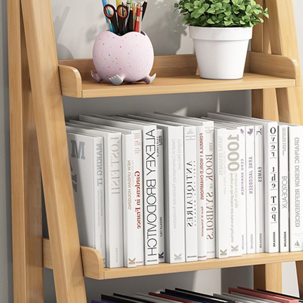 Solid Wood Bookshelf Modern Ladder Bookshelf 55.1" H X 14.2" W