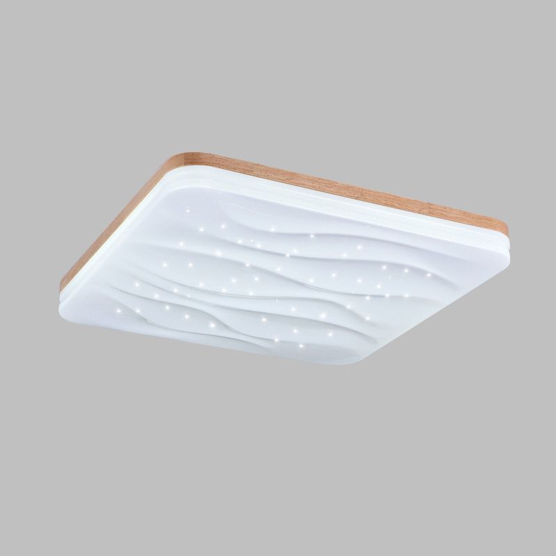 Modern LED Ceiling Mount Light Wooden Ceiling Lamp with Acrylic Shade for Bedroom