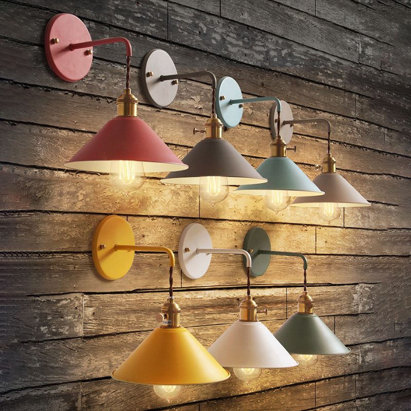 Modern Macaron Sconce Lighting Metal Geometric Wall Lamp for Bedroom