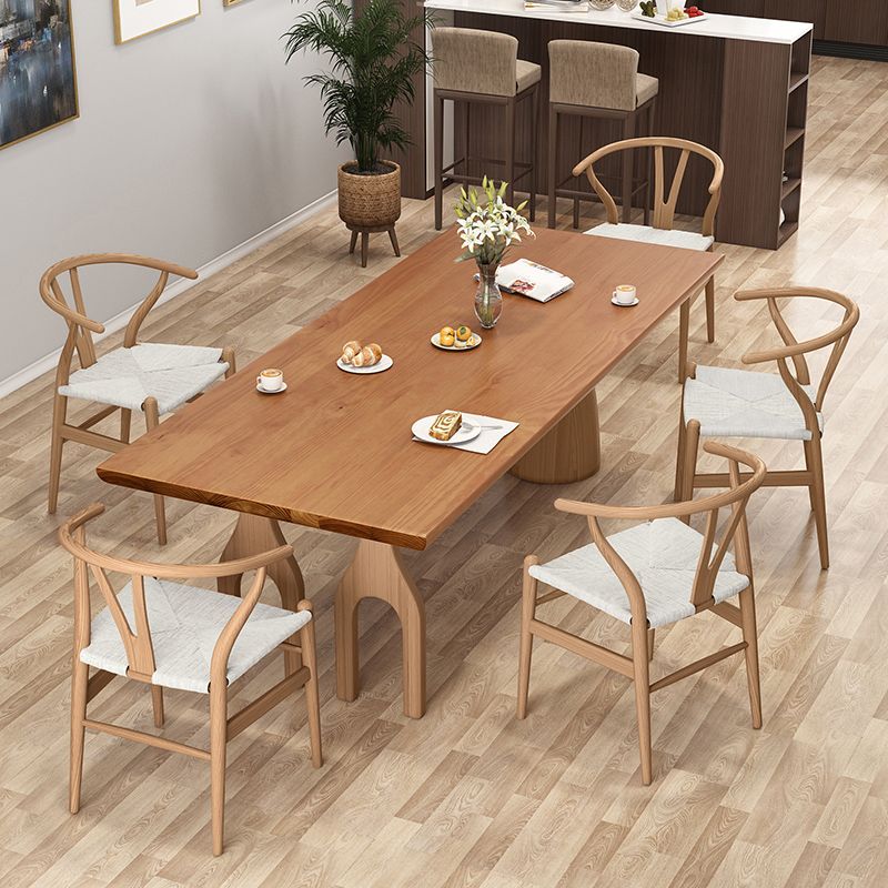Modern Pine Wood Table for Restaurant Rectangle Dining Table with 3 Legs
