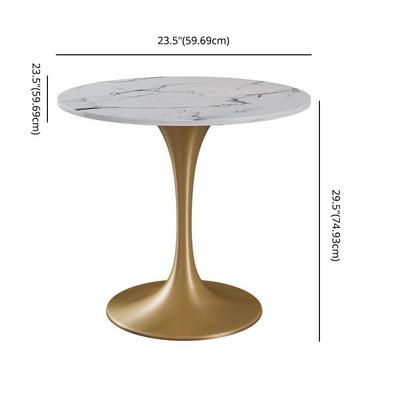 Glam Sintered Stone White Dining Room Set with Round Table Formal Dining Table Furniture