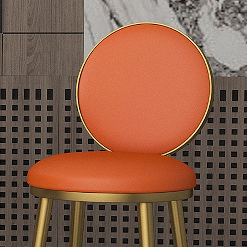 Glam Counter Bar Stool Backrest Leather Bar Stool with Footrest, Iron Base
