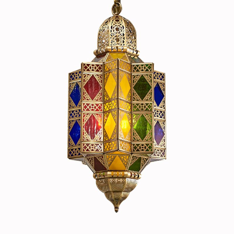 Metallic Messing Kronleuchter Leuchte Lanternform 3 Köpfe traditioneller Hängsanhänger für den Flur