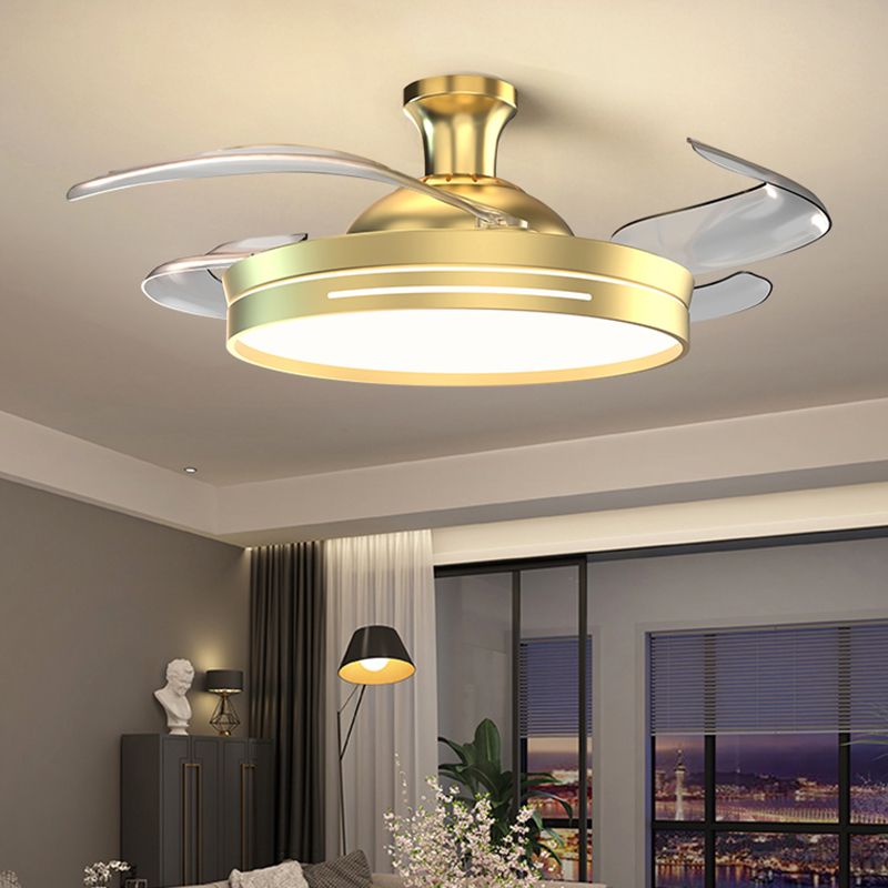 Frequency Conversion Fan Light Fixture Modern Living Room LED Semi Flush Ceiling Light
