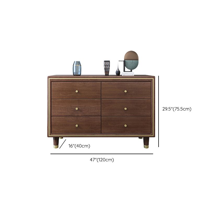 Glam Solid Wood Storage Chest Bedroom Chest in Brown with Drawers