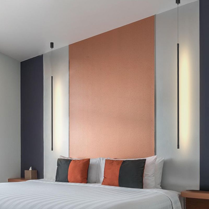 Minimalistische moderne lineare hängende Lampe Metall 1 Licht Anhänger Licht für Wohnzimmer am Nacht