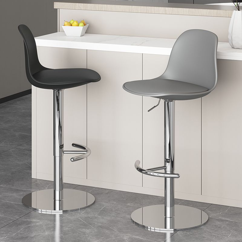 Modern Adjustable Height Swivel Low Back Bar Stool with Metal Base