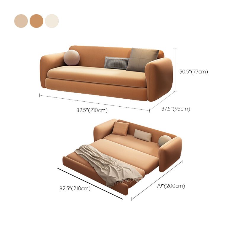 Scandinavian Settee Leather Living Room Cushions Square Arm Slipcovered Sofa Bed