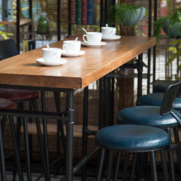 Industrial Style Bar Dining Table Indoor Metal and Wood Bar Table