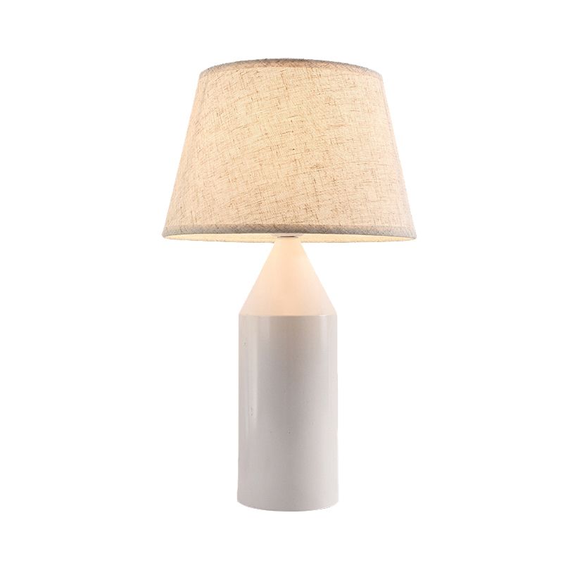 Lampada da comodino metallizzata Pencil Lampada da lettura moderna in tessuto bianco a 1 testa per camera da letto