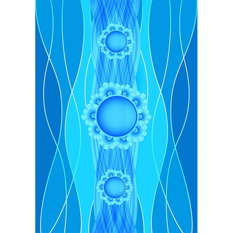Large Curvaceous Mural Wallpaper for Bedroom Floral Print Wall Art in Blue, Waterproof
