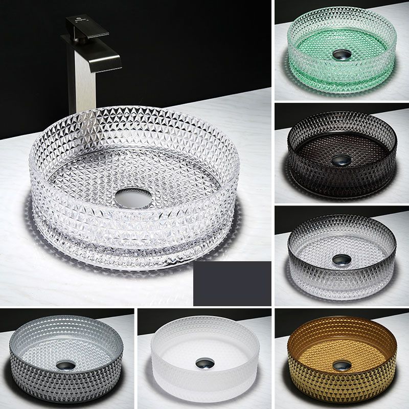 Contemporary Bathroom Sink Glass Round Vessel Bathroom Sink(Not Including Faucet)