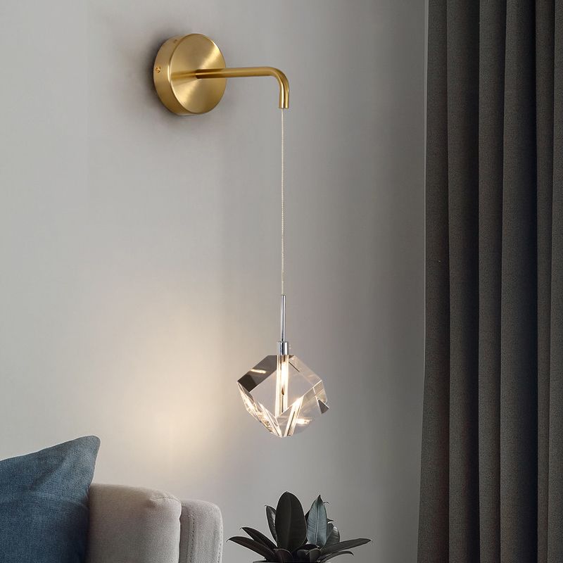 1 Light Wall Sconce Postmodern Style Crystal Wall Lighting for Living Room