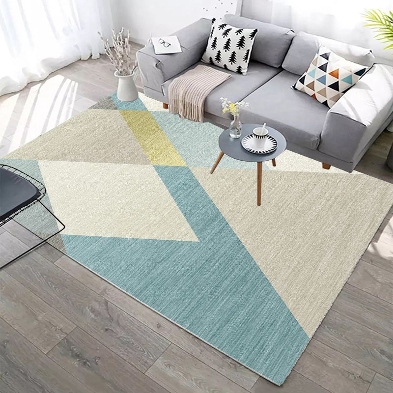 Pink Contemporary Rug Polyester Geometric Rug Washable Rug for Living Room