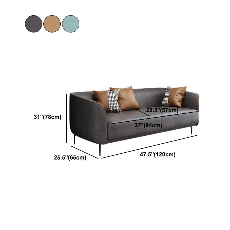 Faux Leather Sofa 25.59" D x 30.70" H Tuxedo Arm Sofa for Living Room