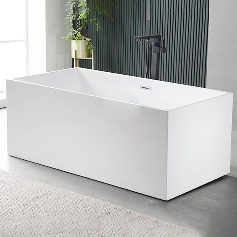 Flat bottom Acrylic Bathtub Soaking White Internal Drain Tub