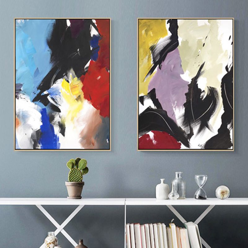 Lichte kleur penseelstreek muur decor abstracte moderne kunst getextureerde canvas print voor lobby