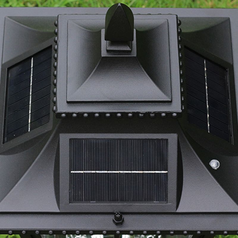 Rectangle Shape Metal Outdoor Light Modern Single Light Solar Pillar Lamp